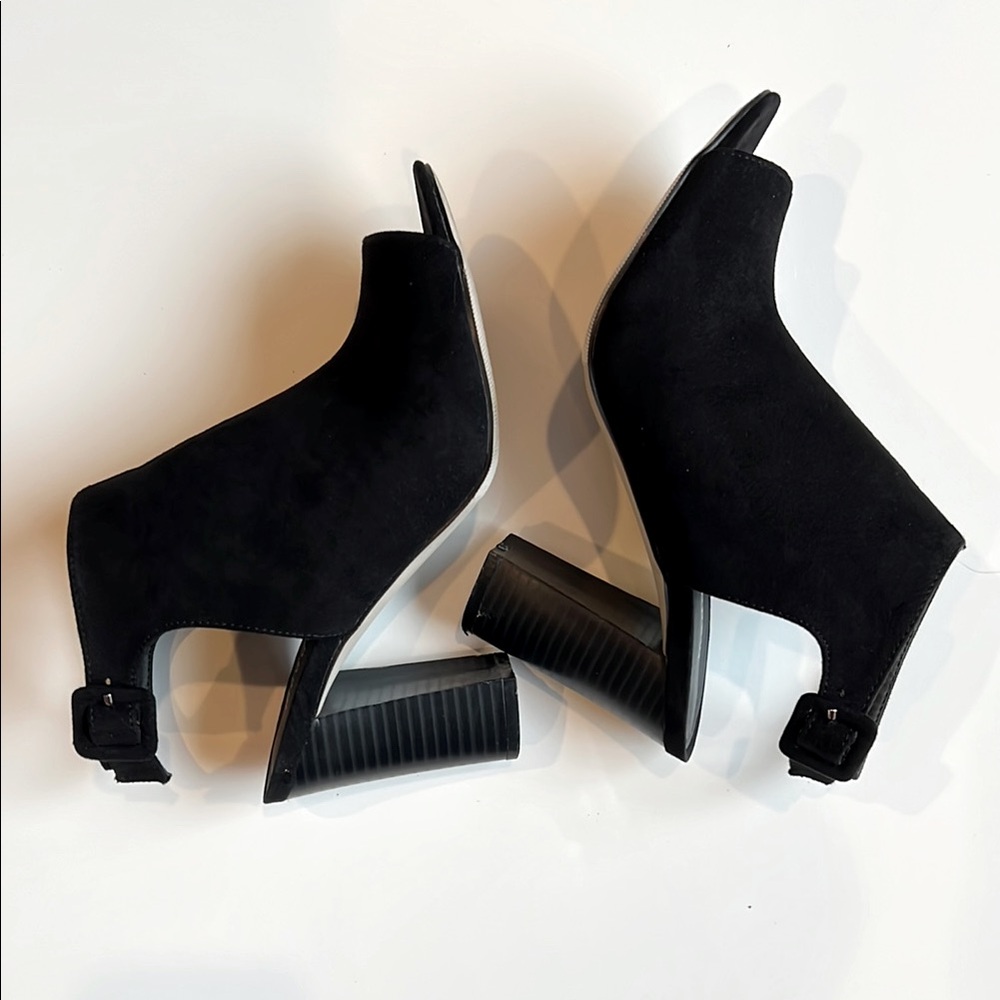 Madden Girl Beckie Peep Toe Sling Back Sandals Bootie style with Chunky Heel